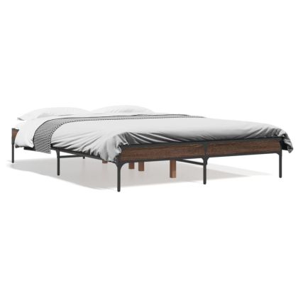 Рамка за легло, кафяв дъб, 120x200 см, инженерно дърво и метал