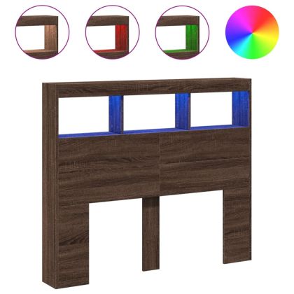 Табла шкаф с LED, кафяв дъб, 120x17x102 см