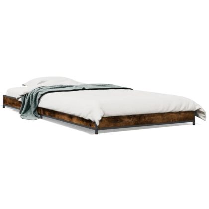 Рамка за легло, опушен дъб, 90x190 см, инженерно дърво и метал