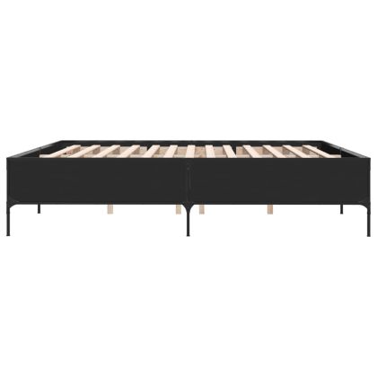 Рамка за легло, черна, 180x200 см, инженерно дърво и метал
