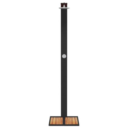 Външен душ черен 50x55x224 см полиратан и акациево дърво