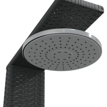 Външен душ черен 50x55x224 см полиратан и акациево дърво