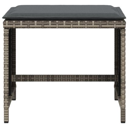 Външни табуретки с възглавници 4 бр сиви 40x40x35 см полиратан