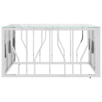 Маса за кафе 80x80x40 cм неръждаема стомана и стъкло
