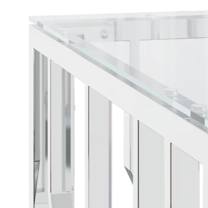 Маса за кафе 80x80x40 cм неръждаема стомана и стъкло