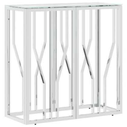 Конзолна маса 70x30x70 cм неръждаема стомана и стъкло