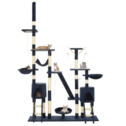 Котешко дърво със сизалени стълбове, 230-250 см, синьо
