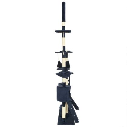 Котешко дърво със сизалени стълбове, 230-250 см, синьо