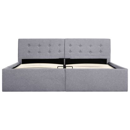 Легло с повдигащ механизъм, светлосиво, текстил, 160x200 см