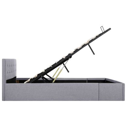 Легло с повдигащ механизъм, светлосиво, текстил, 160x200 см