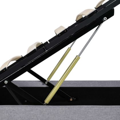 Легло с повдигащ механизъм, светлосиво, текстил, 160x200 см