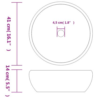Мивка за плот, черно и сиво, кръгла, Φ41x14 см, керамика
