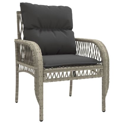 Градински комплект с възглавници, 4 части, светлосив полиратан