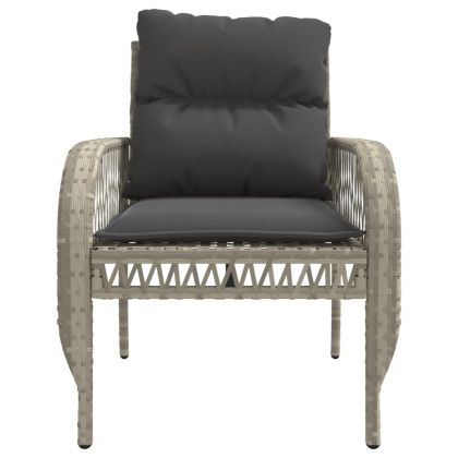 Градински комплект с възглавници, 4 части, светлосив полиратан