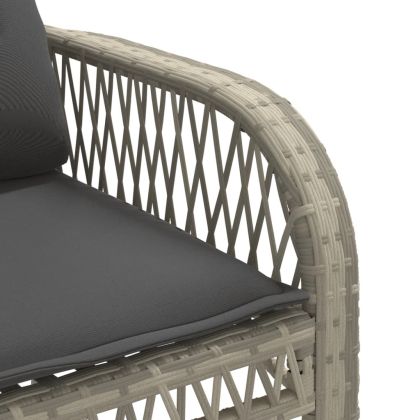 Градински комплект с възглавници, 4 части, светлосив полиратан