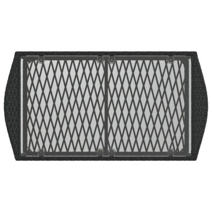 Градински диван от 4 части с възглавници, черен, полиратан