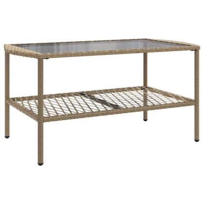 Градински диван с възглавници, 4 части, бежов полиратан