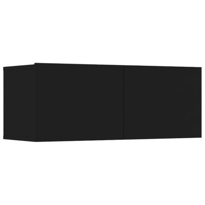 Комплект ТВ шкафове от 6 части, Черно, инженерно дърво