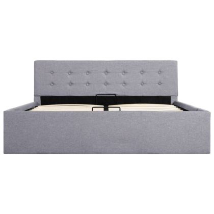 Легло с повдигащ механизъм, светлосиво, текстил, 140х200 см