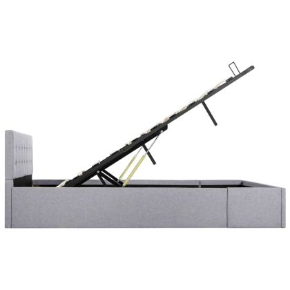 Легло с повдигащ механизъм, светлосиво, текстил, 140х200 см