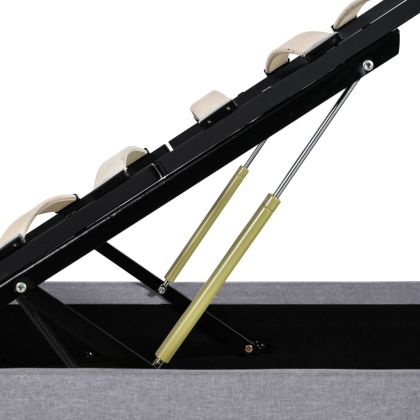 Легло с повдигащ механизъм, светлосиво, текстил, 140х200 см