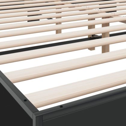 Рамка за легло, черна, 200x200 см, инженерно дърво и метал