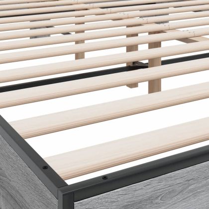 Рамка за легло, сив сонома, 160x200 см, инженерно дърво и метал
