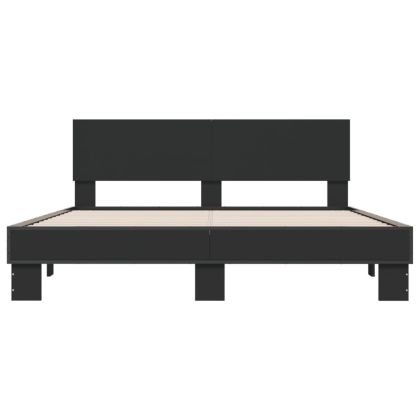 Рамка за легло, черна, 150x200 см, инженерно дърво и метал