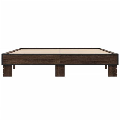 Рамка за легло, кафяв дъб, 150x200 см, инженерно дърво и метал