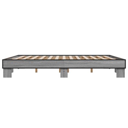 Рамка за легло, сив сонома, 200x200 см, инженерно дърво и метал