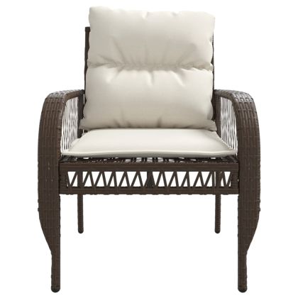 Градински комплект с възглавници, 4 части, кафяв, полиратан