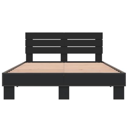 Рамка за легло, черна, 140x200 см, инженерно дърво и метал