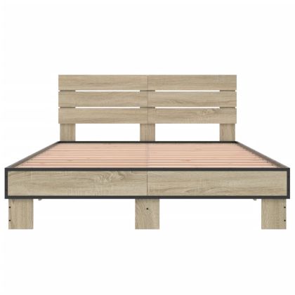 Рамка за легло, дъб сонома, 120x200 см, инженерно дърво и метал