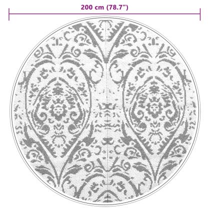 Килим за открито, ARAKIL оранжево и бяло, Ø200 см, PP