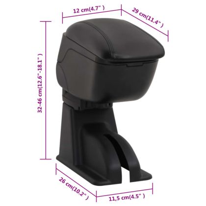 Подлакътник за кола черен 12x29x(32-46) см ABS