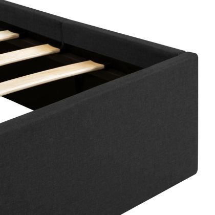 Легло с повдигащ механизъм, тъмносиво, текстил, 160x200 см