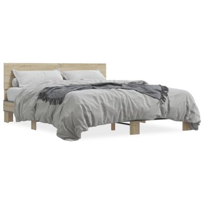 Рамка за легло, дъб сонома, 150x200 см, инженерно дърво и метал