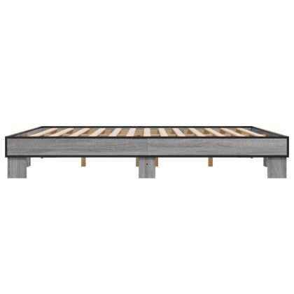 Рамка за легло, сив сонома, 160x200 см, инженерно дърво и метал