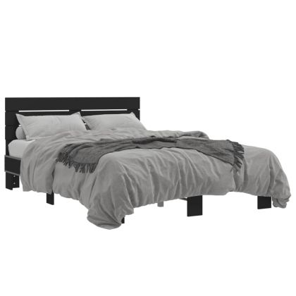 Рамка за легло, черна, 120x190 см, инженерно дърво и метал