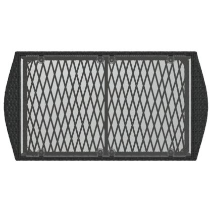 Градински диван от 4 части с възглавници, черен, полиратан