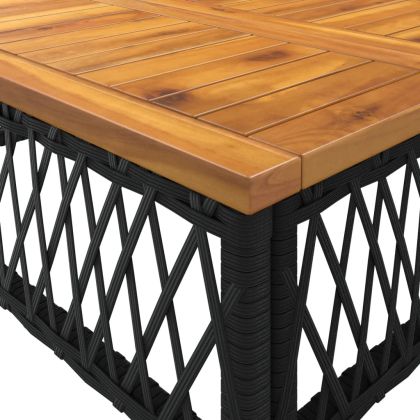 Градински комплект с възглавници, 2 части, черен полиратан