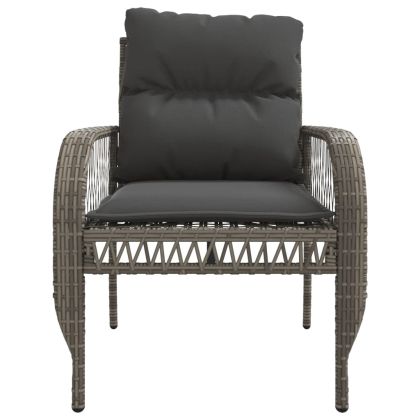 Градински диван с възглавници от 4 части сив полиратан