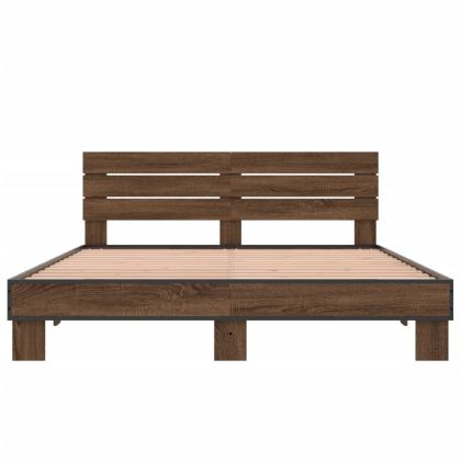 Рамка за легло, кафяв дъб, 150x200 см, инженерно дърво и метал