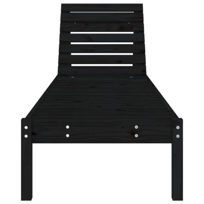 Шезлонги, 2 бр, черни, 199,5x60x74 см, борово дърво масив