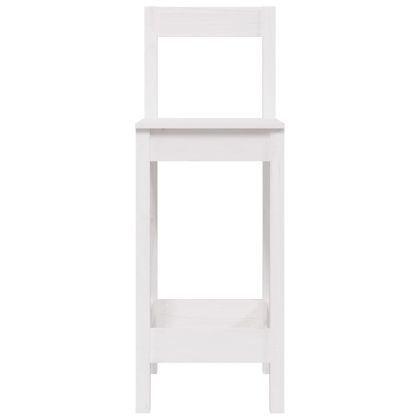 Бар столове 2 бр бели 40x41,5x112 см борово дърво масив