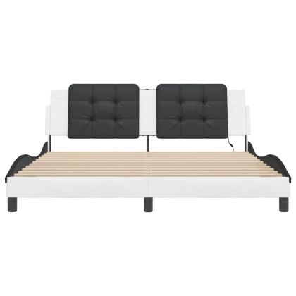 Рамка за легло с LED без матрак Zadar бяло-черна 180x200 см