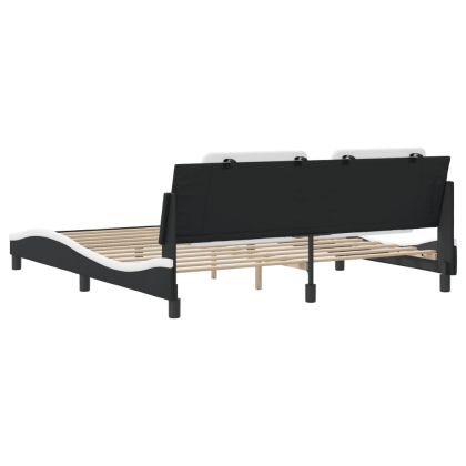 Рамка за легло без матрак Zadar, черна, бяла, 180x200см, изкуствена кожа