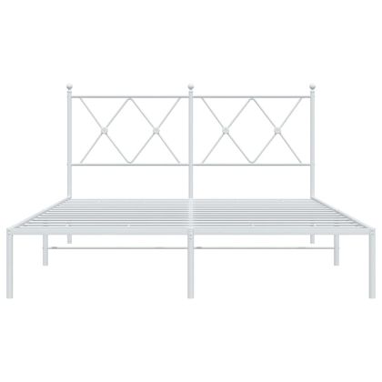 Метална рамка за легло с горна табла, бяла, 140x190 см