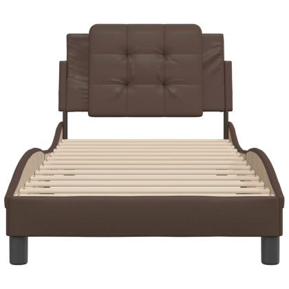 Рамка за легло без матрак Zadar, кафява, 90x200 см, изкуствена кожа