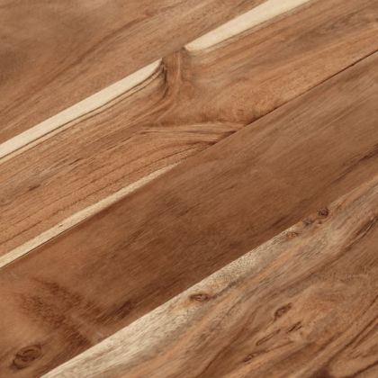 Кафе маса, сребриста, неръждаема стомана и акациево дърво масив